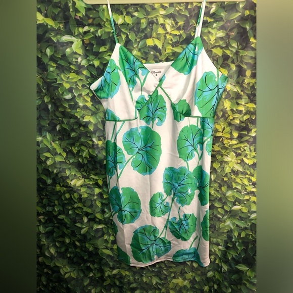 Diane Von Furstenburg Green Leaf Print Slip Dress - Picture 6 of 15